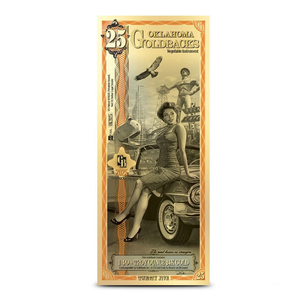 25 Oklahoma Goldback Gold Note