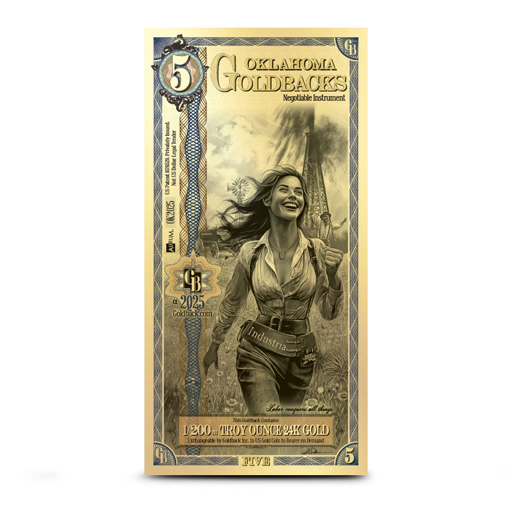 5 Oklahoma Goldback Gold Note