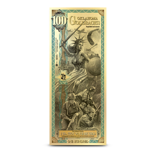 100 Oklahoma Goldback Gold Note
