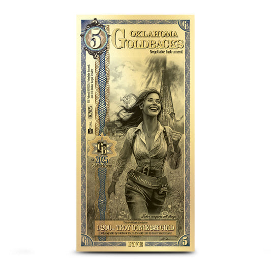 5 Oklahoma Goldback Gold Note